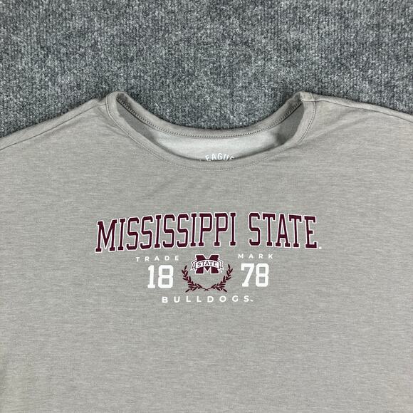League T-Shirt Mens  L Gray Mississippi State Bulldogs Rayon Blend Stretch - Picture 1 of 8
